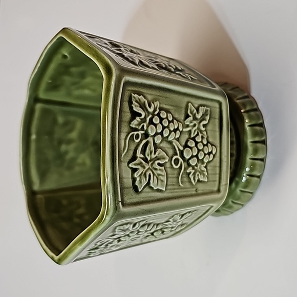 Vintage Ceramic Japan Grapes Leaves Grapevine Indoor Hexagon Pedestal Planter - Picture 5 of 10